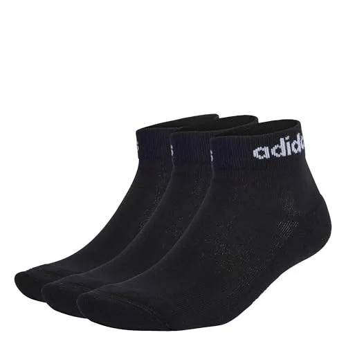 adidas Unisex Kids Linear Ankle Cushioned Socks 3 Pairs, Black / White, 5-6 Years