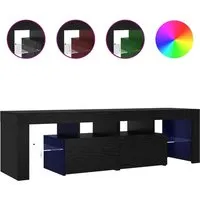 vidaXL TV-Schrank mit LED-Leuchten in Schwarz Eichen-Optik - Stylischer TV-Schrank mit RGB-LED-Beleuchtung, bietet reichlich Stauraum und verleiht deinem Wohnraum ein modernes Ambiente.
