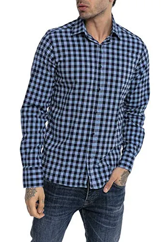 RedBridge Karohemd Casual Plaid Modern Fit 3XL in Blau - Hochwertiges kariertes Hemd aus 65% Baumwolle und 30% Polyester. Ideal für den lässigen Look, Maschinenwäsche geeignet. Premium Qualität für besten Tragekomfort.