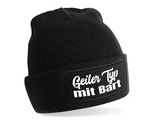 Herzbotschaft Beanie Strickmütze Beanie mit Spruch mit Spruch Geiler Typ mit Bart (Mützen mit Aufdruck, Skimütze) Unisex SoftTouch angenehm weiche und warme Wintermütze Einheitsgröße