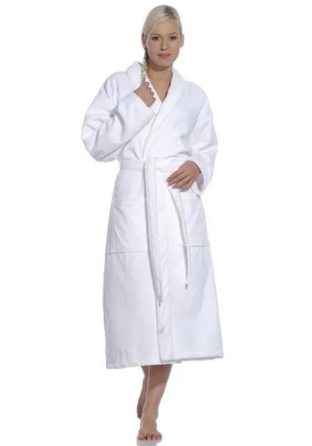 Vossen Bademantel Feeling-L, weiß, ideal für Sauna & Spa - Bademantel aus 100% Baumwolle im Webvelours, mit Schalkragen und Gürtel, perfekt für Wellness und Hotelaufenthalte. Länge 116 cm, pflegeleicht und trocknergeeignet.