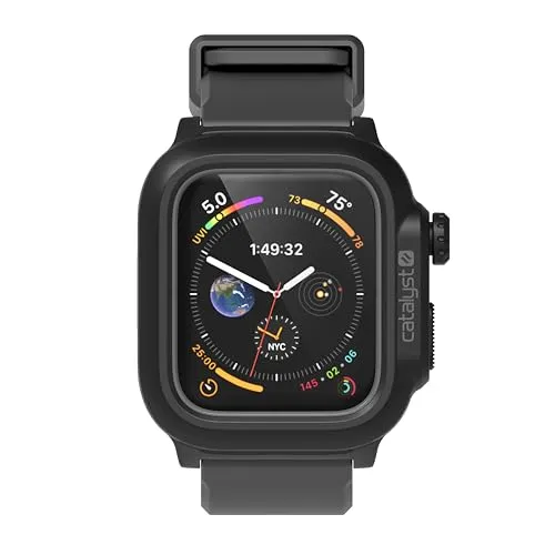 Catalyst wasserdichte Hülle für Apple Watch 44mm (SE/6/5/4) Schwarz/Grau. Wasserdicht, Hypoallergenes Silikon, Stroßestt, Fallfest