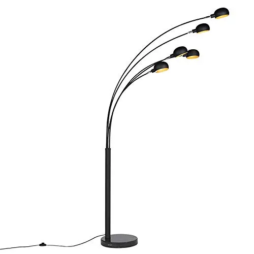 Qazqa Stehlampe Sixties, 5-flammig, Schwarz, Design - Standleuchte im stilvollen Design mit 5 E14-Fassungen, dimmbar für individuelle Lichtgestaltung. Ein eleganter Blickfang für jedes moderne Interieur.