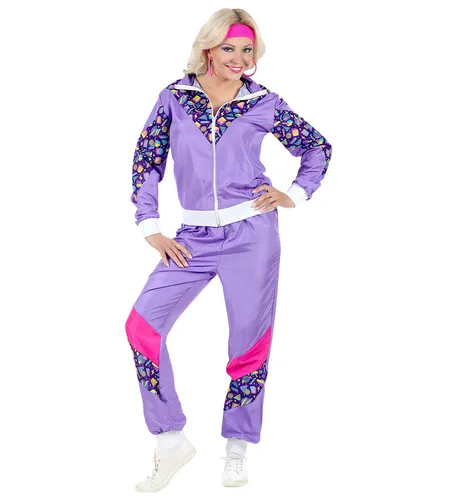 Widmann 00203 Costume TUTA ANNI 80 L - Kostüm-Outfits für Erwachsene, ideales 80er Jahre Jogger Set für Mottopartys mit bequemem Design und trendigem Streifenmuster.