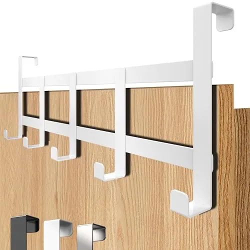 4smile Türgarderobe zum Einhängen - Universelle Türhaken für deutsche Türen, Kleiderhaken Tür - Stabile Türhakenleiste, Haken zum Einhängen als Ordnungshelfer, Fb. Weiß