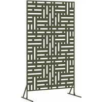 vidaXL Sichtschutz Oliv 100 x 50 x 180 cm - Stabiler Stahl - Moderner Sichtschutz aus robustem Stahl für Garten und Terrasse. Bietet Privatsphäre und schützt vor Wind, ideal für entspannte Stunden im Freien.