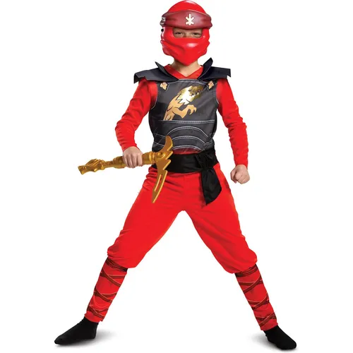 Disguise Offizielles Lego Ninjago Kostüm Kinder Jungen Kai Rot - Kostüm für Kinder mit roter Kaimaske und Ninja-Overall, ideal für Fasching und Karneval. Langlebig und sicher, entspricht EU-Sicherheitsstandards.