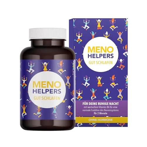 MENO HELPERS® GUT SCHLAFEN Kapseln – Einschlafhilfe für Frauen in den Wechseljahren – pflanzlich & ohne Hormone – 60 Kapseln (der Vorrat reicht für 2 Monate)