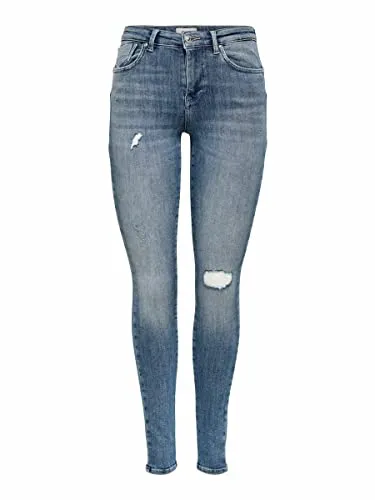 ONLY Damen Onlpower Life Mid Push Sk Dt Rea264 Noos Jeans - Stylische Skinny Fit Jeans aus hochstretchigem Denim für ultimativen Tragekomfort. Mit Push-up Details und modernem Look in mittlerem Blau, ideal für jede Figur.