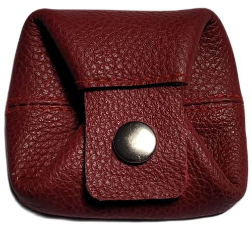 Münz-/Schüttelbörse Kleingeld Voll Rindleder ca. 6,5 x 6,5 x 2,5 cm rot