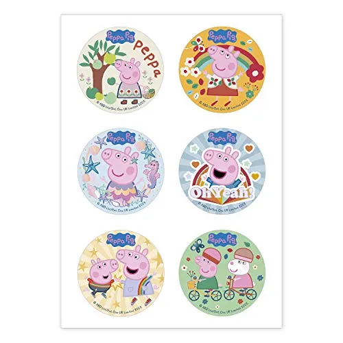 Dekora - Peppa Wutz Kleine Cupcake Toppers aus Esspapier - 6 Stück, 236033, 5.8cm