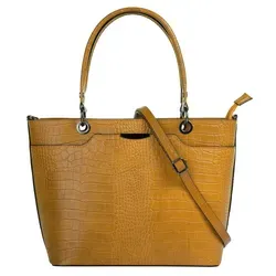 Henkeltasche CLUTY, Damen, Gelb, Echt Leder, Made in Italy in gelb von Cluty