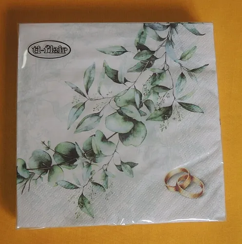 Servietten Hochzeit Heiraten Ringe Eukalyptus 1 Packung OVP Motivservietten t 20