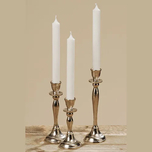 Kerzenleuchter 3er Set 14/18/22x7cm silber Aluminium,Bauernsilber,neu!!