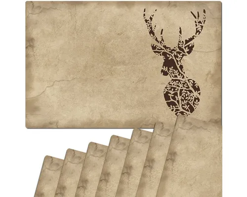 matches21 HOME & HOBBY Platzset Abwaschbare Tischsets 8er Set moderne Landhaus-Stil Hirsch Silhouette, (8-St), Platzsets als Tisch-Untersetzer und Tisch-Deko für Esstisch Teller