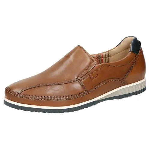 Sioux Hajoko-70 Herren Slipper - Braun, Größe 10.5 - Herren-Slipper aus hochwertigem Kalbleder mit Wechselfußbett und elastischen Einsätzen für optimalen Halt. Ideal für Komfort bei Spaziergängen und im Alltag.