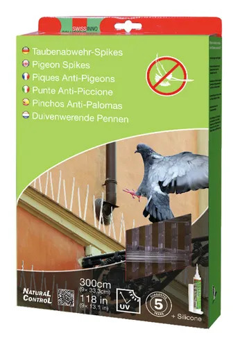 Swissinno Taubenabwehr-Spikes 300 cm Solution - Effektive Tierabwehr & Fallen, schützt zuverlässig vor Tauben und verhindert Nestbildung auf Balkonen und Dächern.