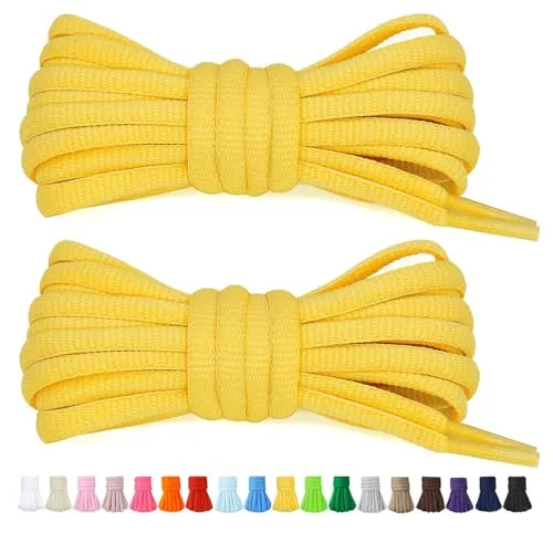Stepace 2 Paar Runde Schnürsenkel für Turnschuhe 60cm - 200cm Länge 18 farbige Schnürsenkel Gelb 100cm