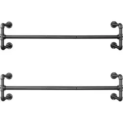 Songmics Wandgarderobe HSR64BK-02, 2 Stück, Metall schwarz in schwarz von SONGMICS