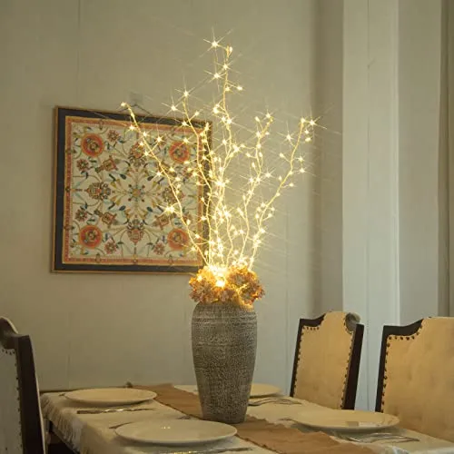 DELICHTER 3er Set Lichterzweige mit 114 LEDs - Weihnachtsbeleuchtung mit warmweißer LED-Beleuchtung, ideal für stimmungsvolle Dekoration drinnen und draußen. Flexibel formbar für individuelle Arrangements und energiesparend.