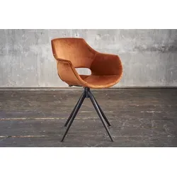 KAWOLA Esszimmerstuhl ZAJA - Moderner drehbarer Stuhl mit Armlehne - Esszimmerstühle in elegantem Cognac, bietet eine komfortable 360 Grad Drehfunktion für flexibles Sitzen.