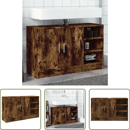 The Living Store Waschbeckenunterschrank Räuchereiche 90x29x55 cm