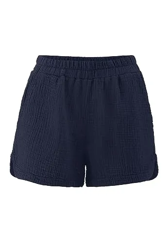 hessnatur Damen Shorts aus Musselin - Nachhaltige Bio-Baumwolle - Kuschelige Shorts aus reiner Bio-Baumwolle im Musselin-Stil. Ideal für den Sommer, mit einem schmeichelhaften Look für lange Beine und ohne Bügeln. Fair hergestellt für ein gutes Gewissen.