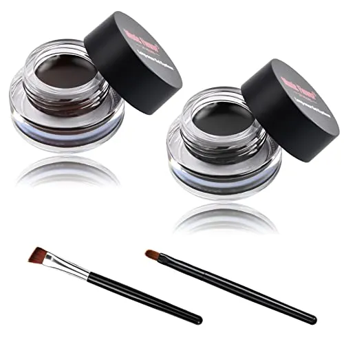 Vesaneae 2 Farben Gel Eyeliner Wasserfest, Langanhaltend, Wischfest - Lidstrich Creme Mit 2 Pinseln - Augen-Make-up-Set