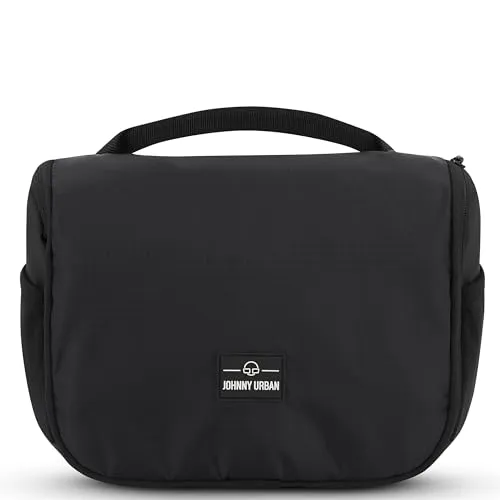 Johnny Urban Logan Kulturtasche für Damen & Herren - Schwarz - Beauty-Cases mit großzügigem Stauraum und praktischen Innentaschen, ideal für Reisen und unterwegs. Haken zum Aufhängen und transparente Tasche für Duschzubehör oder Flüssigkeiten im Handgepäck.