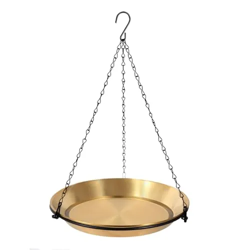 HRAYLTOP Hängende Vogel Bad Vogel Feeder Schüssel mit 16.3 Zoll Eisen Hängende Kette Abnehmbare Außendekoration für Garten Hinterhof Patio und Deck Perfekt für das Anziehen von Vögeln