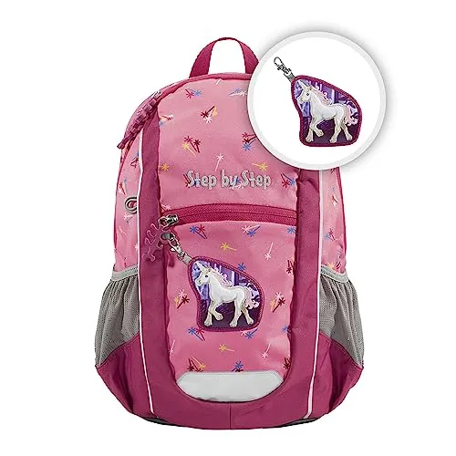 Step by Step Rucksack-Set KIGA Maxi „Little Unicorn Nuala“ - Schulranzen für Kita und Freizeit, ergonomisch mit höhenverstellbarem Brustgurt und robustem, umweltfreundlichem Material für einen gesunden Rücken.