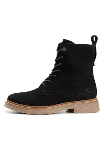 camel active Damen Stiefelette aus echtem Leder Schwarz - Elegante Stiefelette aus Glattleder mit Velours-Finish. Schnürung sorgt für sicheren Halt, während die robuste Sohle Stabilität bietet. Perfekt für stilvolle Auftritte im Alltag.