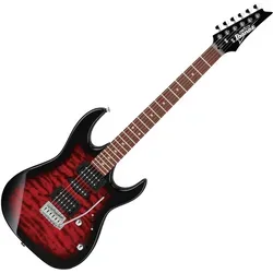 Ibanez GRX70QA-TRB Transparent Red Burst - GIO Series E-Gitarre mit Wölkchenahorn-Optik, ideal für Einsteiger und Fortgeschrittene, ausgestattet mit HSH-Tonabnehmer für vielseitigen Sound.