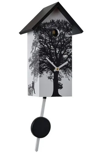 Eble Kuckucksuhr Echtholz modern mit Kuckuckruf - Wohnaccessoires mit sekundengenauem Quarzwerk, effektvollem Kuckuckruf und automatischer Nachtabschaltung für ruhige Nächte.