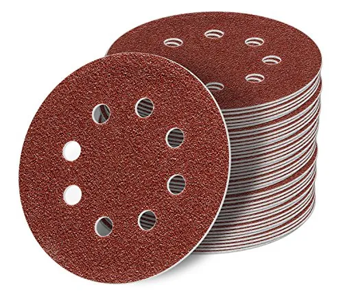 Stück 125 mm Exzenter Schleifscheiben P80 Körnung, 8 Loch, red Film, Haft Klett Schleifpapier 50