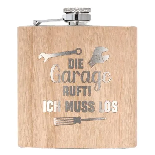 Spruchreif | Flachmann aus Edelstahl mit Gravur | Flachmann aus Holz | Outdoor Geschenk | Geschenkidee Handwerker | Hobbyhandwerker