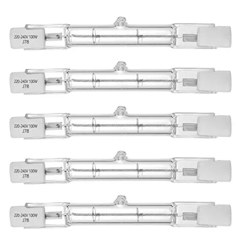 Halogenlampe R7S 78mm T3 100W 1000lm Warmweiß 2700K Typ J Doppelseitige lineare Scheinwerferlampe 360º Abstrahlwinkel 230V für Arbeit, Sicherheit, Straßenlaternen (5er Pack)