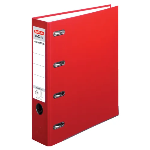 Herlitz Doppelordner max.file / Bankordner / A4 / 2x A5 Quer / Farbe: rot