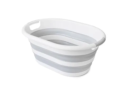 Seamarkt 38 L faltbarer Wäschekorb, Collabsible Laundry Basket, BPA-FREI, Langlebig, Tragbar, Grau