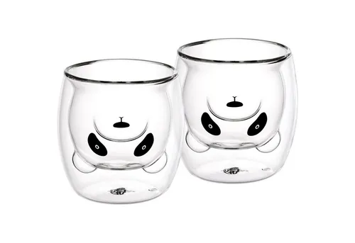 GRÄWE Glas GRÄWE Doppelwandige-Thermogläser, 245ml, 2er Set, Motiv Panda, Glas