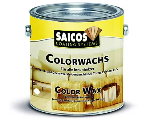 Saicos 3010 500 Colorwachs Farblos 2.5 l - Wachse für alle Innenhölzer, pflegeleicht, feuchtraumsicher und ideal für Möbel, Türen und Kinderspielzeug mit seidenmattem Finish.