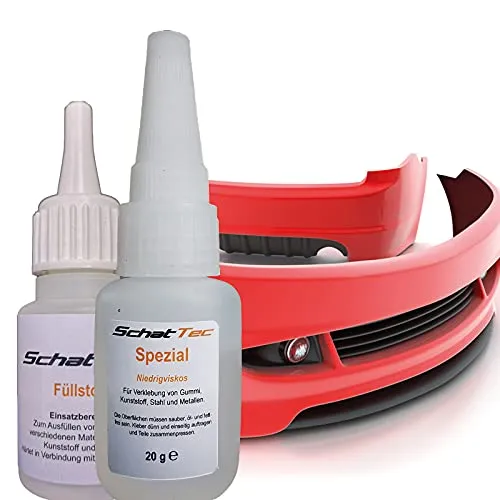 Sekundenkleber Set mit Füllstoff und Primer original SchatTec zum füllen, kleben und reparieren