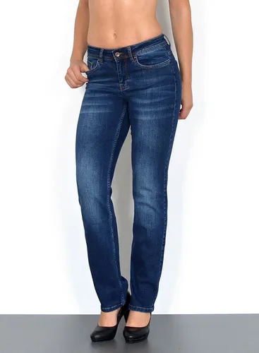 ESRA High Waist Straight Fit Jeans für Damen – Bequeme Passform bis Übergröße - Diese Damen Jeans vereint hohen Tragekomfort mit klassischem Design. Der gerade Schnitt und der hohe Bund sorgen für eine schmeichelhafte Silhouette und sind perfekt für jeden Anlass – von Business bis Freizeit.