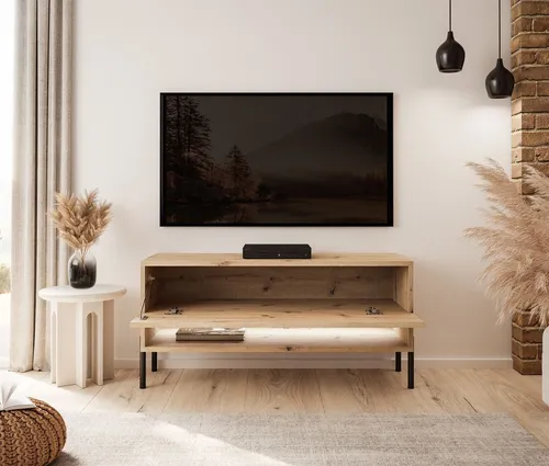 RTV Schrank CALANTE LOFT 90 cm mit LED-Beleuchtung und modernen Beinen - Moderner RTV Schrank aus der CALANTE LOFT Kollektion, 90 cm breit. Mit push-to-open System und eleganter LED-Beleuchtung für ein stilvolles Ambiente. Ideal für jeden Wohnraum.