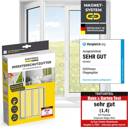 EASYmaxx Insect Protect Fliegengitter Fenster mit Magnetbefestigung