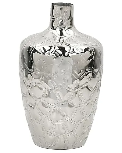 Kegelförmige Blumenvase aus Metall in Silber 33 cm - Vase im Glamour Stil, aus hochwertigem Aluminium gefertigt – perfekt für edle Dekoration mit getrockneten oder künstlichen Blumen.