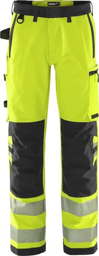 HI VIS Green Stretchhose 134189-196-D116 Gelb/Schwarz - Arbeits- & Schutzkleidung, nachhaltige 4-Wege-Stretchhose mit CORDURA®-Verstärkungen, ISO 20471 Klasse 2 für hohe Sichtbarkeit und Strapazierfähigkeit.