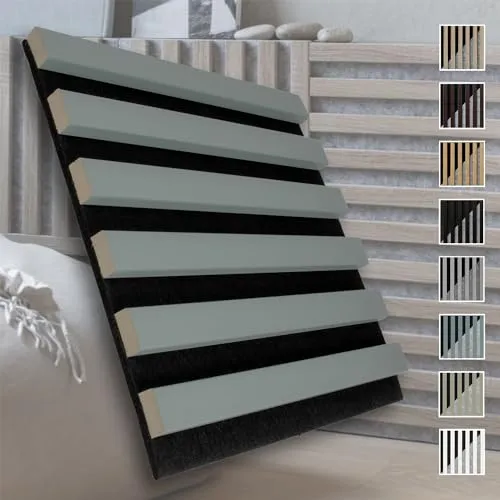 MARBET DESIGN Akustikpaneele Akustikquadrate 30x30cm Wandverkleidung Holz - (1 Paneel, schwarz - hellblau) vertikal Akustikfilz Lamellenwand Platten