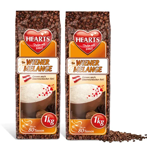 HEARTS Cappuccino Wiener Melange 2 x 1kg Instantkaffee für 160 Tassen