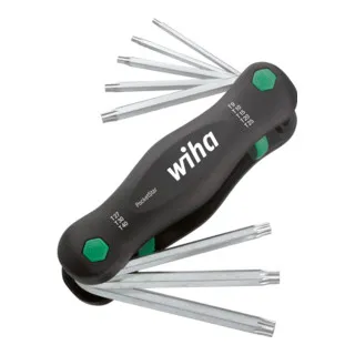 Wiha Innen-TORX Winkelschraubendreher-Set 8-teilig - Schraubendreher Set für TORX-Schrauben, mit ergonomischem Griff und stabilem Klapphalter für einfache Handhabung in Werkstatt und unterwegs.